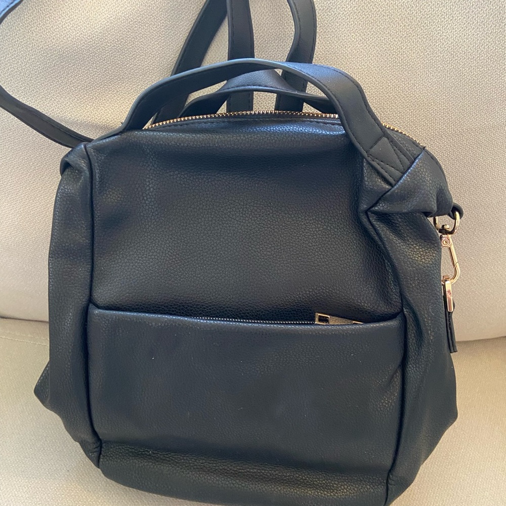 A New Day Black Faux Leather Backpack